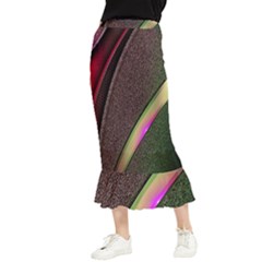 Abstract Curve Pattern Red Maxi Fishtail Chiffon Skirt by Ndabl3x