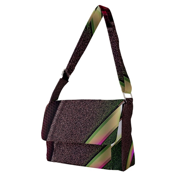 Abstract Curve Pattern Red Full Print Messenger Bag (M)