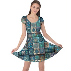 Texture Pattern Abstract Colorful Digital Art Cap Sleeve Dress by Ndabl3x