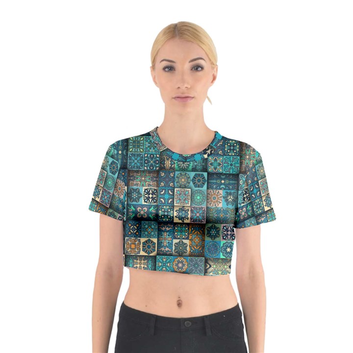 Texture Pattern Abstract Colorful Digital Art Cotton Crop Top