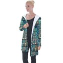 Texture Pattern Abstract Colorful Digital Art Longline Hooded Cardigan View1