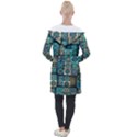 Texture Pattern Abstract Colorful Digital Art Longline Hooded Cardigan View2