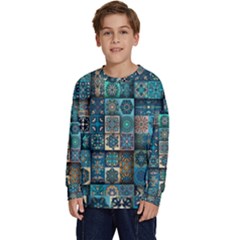 Texture Pattern Abstract Colorful Digital Art Kids  Crewneck Sweatshirt by Ndabl3x