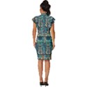 Texture Pattern Abstract Colorful Digital Art Vintage Frill Sleeve V-Neck Bodycon Dress View4