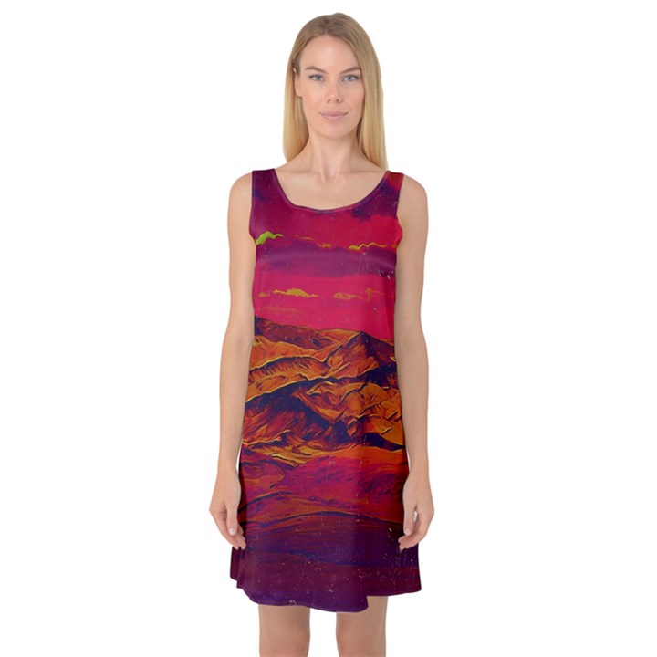 Time Wind Polishpattern Architecture Building City Cityscape Nature Pop-art Pop Surrealism  Retrowave Sleeveless Satin Nightdress