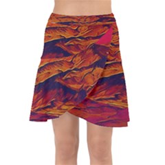 Time Wind Polishpattern Architecture Building City Cityscape Nature Pop-art Pop Surrealism  Retrowave Wrap Front Skirt by Cemarart