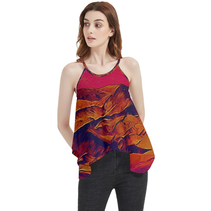 Time Wind Polishpattern Architecture Building City Cityscape Nature Pop-art Pop Surrealism  Retrowave Flowy Camisole Tank Top