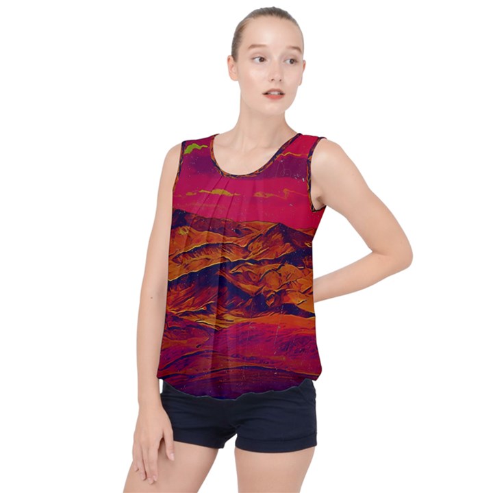 Time Wind Polishpattern Architecture Building City Cityscape Nature Pop-art Pop Surrealism  Retrowave Bubble Hem Chiffon Tank Top