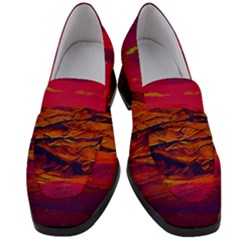 Time Wind Polishpattern Architecture Building City Cityscape Nature Pop-art Pop Surrealism  Retrowave Women s Chunky Heel Loafers by Cemarart