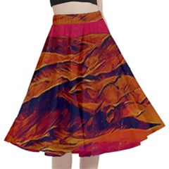 Time Wind Polishpattern Architecture Building City Cityscape Nature Pop-art Pop Surrealism  Retrowave A-line Full Circle Midi Skirt With Pocket by Cemarart