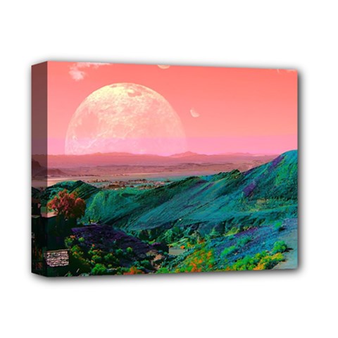 Unicorn Valley Aesthetic Clouds Landscape Mountain Nature Pop Art Surrealism Retrowave Deluxe Canvas 14  X 11  (stretched) by Cemarart