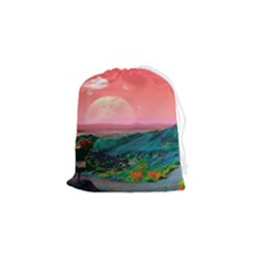 Unicorn Valley Aesthetic Clouds Landscape Mountain Nature Pop Art Surrealism Retrowave Drawstring Pouch (small) by Cemarart