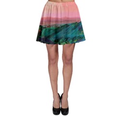 Unicorn Valley Aesthetic Clouds Landscape Mountain Nature Pop Art Surrealism Retrowave Skater Skirt by Cemarart