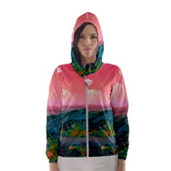 Unicorn Valley Aesthetic Clouds Landscape Mountain Nature Pop Art Surrealism Retrowave Women s Hooded Windbreaker by Cemarart