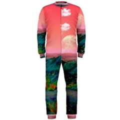 Unicorn Valley Aesthetic Clouds Landscape Mountain Nature Pop Art Surrealism Retrowave Onepiece Jumpsuit (men) by Cemarart