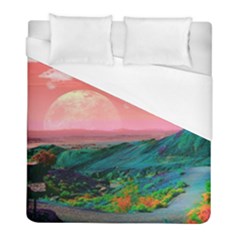 Unicorn Valley Aesthetic Clouds Landscape Mountain Nature Pop Art Surrealism Retrowave Duvet Cover (full/ Double Size) by Cemarart