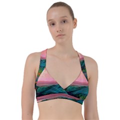 Unicorn Valley Aesthetic Clouds Landscape Mountain Nature Pop Art Surrealism Retrowave Sweetheart Sports Bra by Cemarart