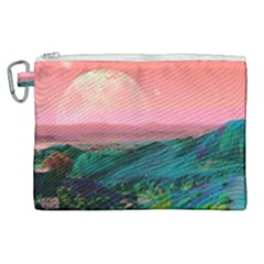 Unicorn Valley Aesthetic Clouds Landscape Mountain Nature Pop Art Surrealism Retrowave Canvas Cosmetic Bag (xl) by Cemarart