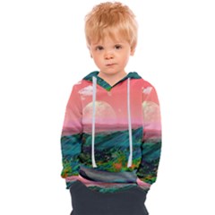 Unicorn Valley Aesthetic Clouds Landscape Mountain Nature Pop Art Surrealism Retrowave Kids  Overhead Hoodie by Cemarart