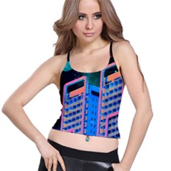 Fantasy City Architecture Building Cityscape Spaghetti Strap Bra Top by Cemarart