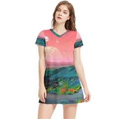 Unicorn Valley Aesthetic Clouds Landscape Mountain Nature Pop Art Surrealism Retrowave Women s Sports Skirt by Cemarart