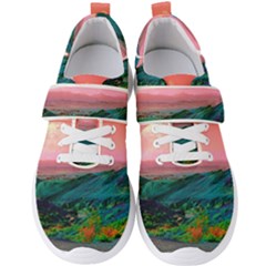 Unicorn Valley Aesthetic Clouds Landscape Mountain Nature Pop Art Surrealism Retrowave Men s Velcro Strap Shoes by Cemarart