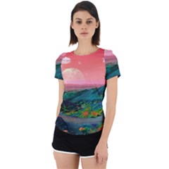 Unicorn Valley Aesthetic Clouds Landscape Mountain Nature Pop Art Surrealism Retrowave Back Cut Out Sport T-shirt by Cemarart