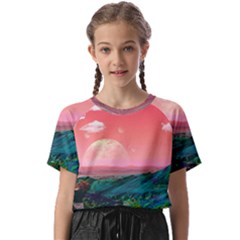 Unicorn Valley Aesthetic Clouds Landscape Mountain Nature Pop Art Surrealism Retrowave Kids  Basic T-shirt by Cemarart