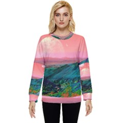 Unicorn Valley Aesthetic Clouds Landscape Mountain Nature Pop Art Surrealism Retrowave Hidden Pocket Sweatshirt by Cemarart