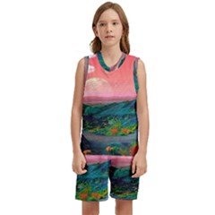 Unicorn Valley Aesthetic Clouds Landscape Mountain Nature Pop Art Surrealism Retrowave Kids  Basketball Mesh Set by Cemarart