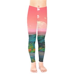 Unicorn Valley Aesthetic Clouds Landscape Mountain Nature Pop Art Surrealism Retrowave Kids  Classic Winter Leggings by Cemarart