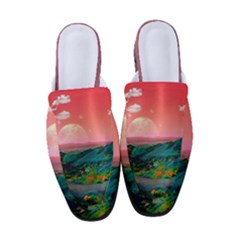 Unicorn Valley Aesthetic Clouds Landscape Mountain Nature Pop Art Surrealism Retrowave Women s Classic Backless Heels by Cemarart