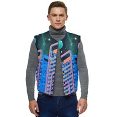 Fantasy City Architecture Building Cityscape Men s Button Up Puffer Vest	 by Cemarart