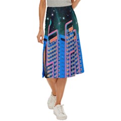 Fantasy City Architecture Building Cityscape Midi Panel Skirt