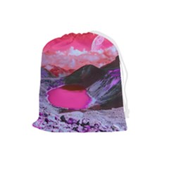 Late Night Feelings Aesthetic Clouds Color Manipulation Landscape Mountain Nature Surrealism Psicode Drawstring Pouch (large) by Cemarart