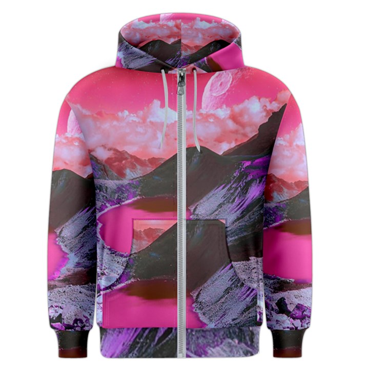 Late Night Feelings Aesthetic Clouds Color Manipulation Landscape Mountain Nature Surrealism Psicode Men s Zipper Hoodie