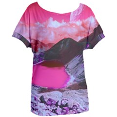 Late Night Feelings Aesthetic Clouds Color Manipulation Landscape Mountain Nature Surrealism Psicode Women s Oversized T-shirt by Cemarart