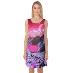 Late Night Feelings Aesthetic Clouds Color Manipulation Landscape Mountain Nature Surrealism Psicode Sleeveless Satin Nightdress by Cemarart