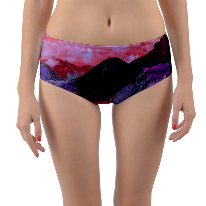 Late Night Feelings Aesthetic Clouds Color Manipulation Landscape Mountain Nature Surrealism Psicode Reversible Mid-Waist Bikini Bottoms