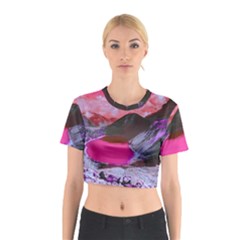 Late Night Feelings Aesthetic Clouds Color Manipulation Landscape Mountain Nature Surrealism Psicode Cotton Crop Top by Cemarart