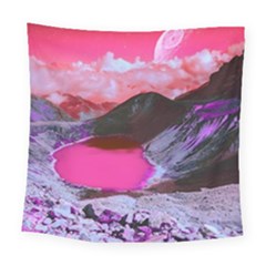 Late Night Feelings Aesthetic Clouds Color Manipulation Landscape Mountain Nature Surrealism Psicode Square Tapestry (large) by Cemarart