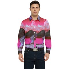 Late Night Feelings Aesthetic Clouds Color Manipulation Landscape Mountain Nature Surrealism Psicode Men s Long Sleeve  Shirt by Cemarart