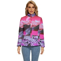 Late Night Feelings Aesthetic Clouds Color Manipulation Landscape Mountain Nature Surrealism Psicode Women s Puffer Bubble Jacket Coat by Cemarart