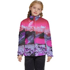 Late Night Feelings Aesthetic Clouds Color Manipulation Landscape Mountain Nature Surrealism Psicode Kids  Puffer Bubble Jacket Coat by Cemarart