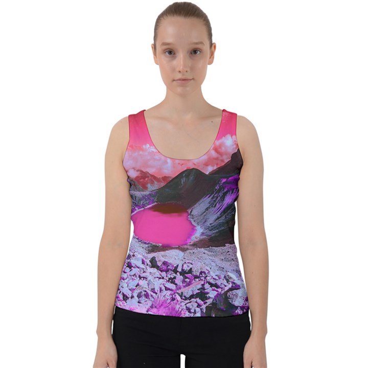 Late Night Feelings Aesthetic Clouds Color Manipulation Landscape Mountain Nature Surrealism Psicode Velvet Tank Top