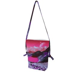 Late Night Feelings Aesthetic Clouds Color Manipulation Landscape Mountain Nature Surrealism Psicode Folding Shoulder Bag by Cemarart