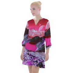 Late Night Feelings Aesthetic Clouds Color Manipulation Landscape Mountain Nature Surrealism Psicode Open Neck Shift Dress by Cemarart