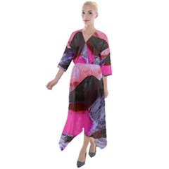 Late Night Feelings Aesthetic Clouds Color Manipulation Landscape Mountain Nature Surrealism Psicode Quarter Sleeve Wrap Front Maxi Dress by Cemarart