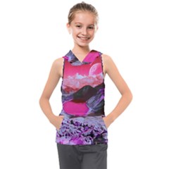 Late Night Feelings Aesthetic Clouds Color Manipulation Landscape Mountain Nature Surrealism Psicode Kids  Sleeveless Hoodie by Cemarart