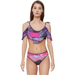 Late Night Feelings Aesthetic Clouds Color Manipulation Landscape Mountain Nature Surrealism Psicode Ruffle Edge Tie Up Bikini Set	 by Cemarart